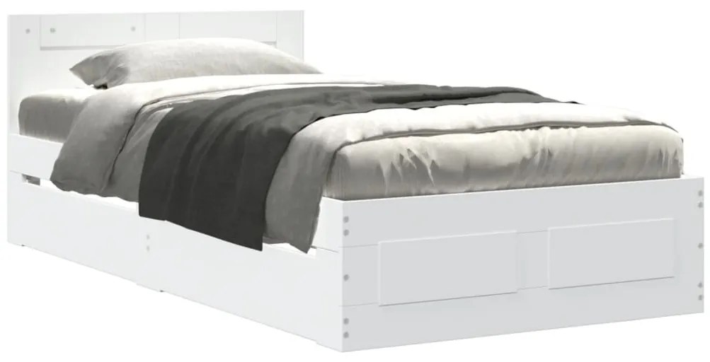 3295576 vidaXL Рамка за легло с табла без матрак, бяла, 100x200 см