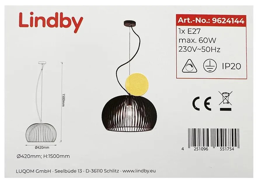 Lindby - Пендел JURSA 1xE27/60W/230V