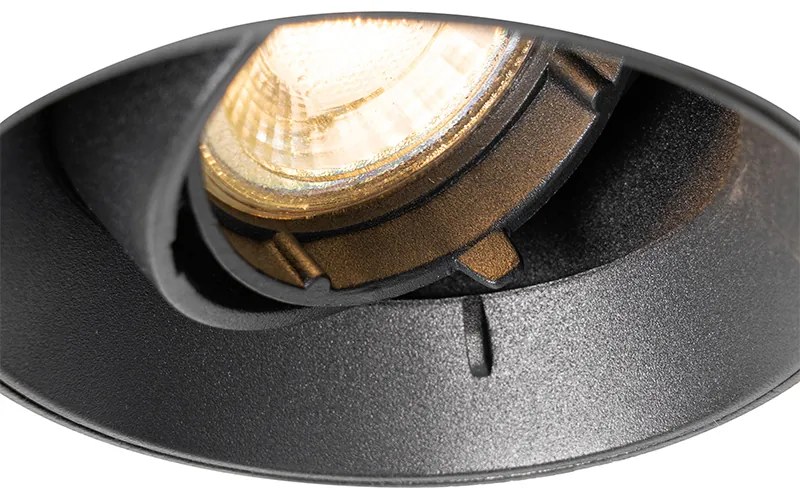 Комплект от 6 модерни вградени спота черни GU10 кръгли без рамка - Oneon