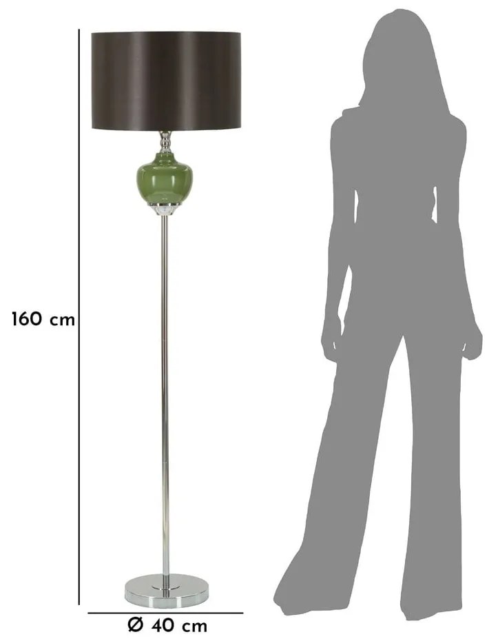 Зелена и сива подова лампа с текстилен абажур (височина 160 cm) Eva – Mauro Ferretti
