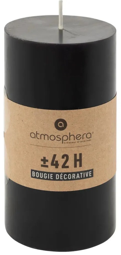 Свещ без аромат atmosphera Hugo, Кръгла, 7x13 см, Черна