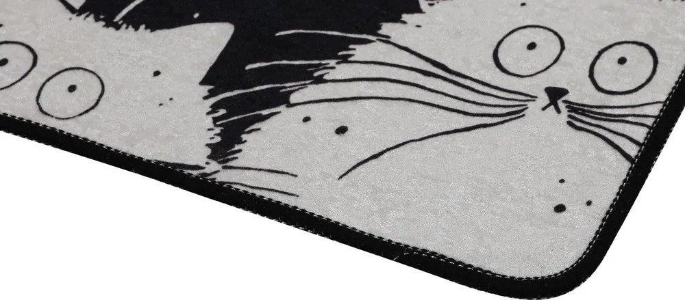 Черни/сиви килими за баня в комплект 2 бр. 60x100 cm White Cats – Foutastic