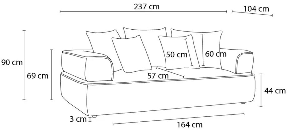 Тъмносив шенилов диван 237 cm Whesley – Bobochic Paris