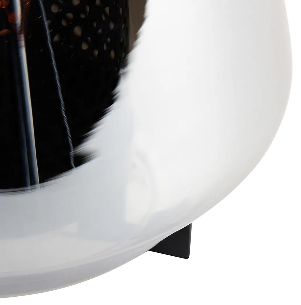 Лампа за маса в стил арт деко черна с димно стъкло 23 см - Kevin