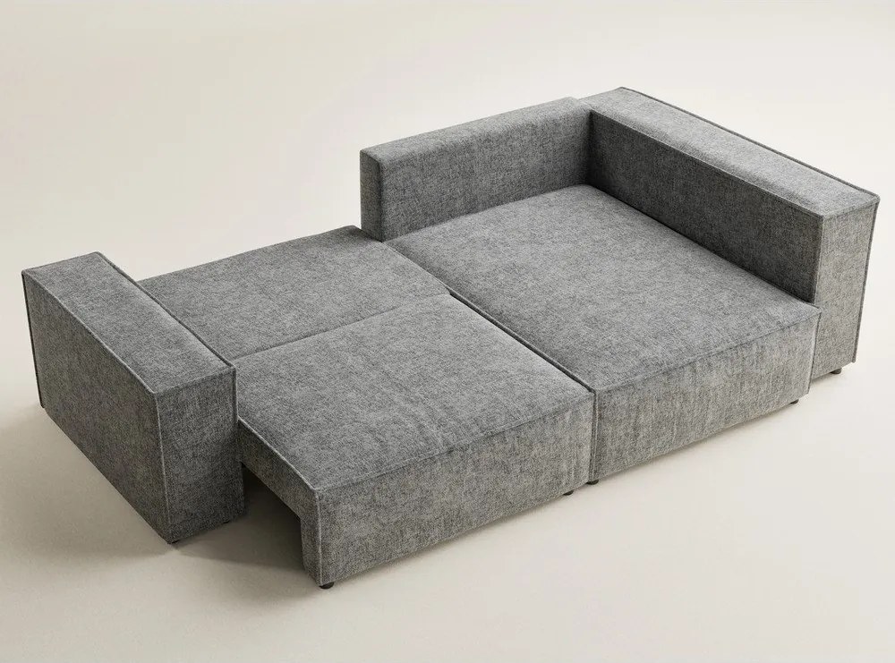 Сив шенилов сгъваем/с място за съхранение ъглов диван (десен ъгъл/L форма) Tonga – Maison de Rêve