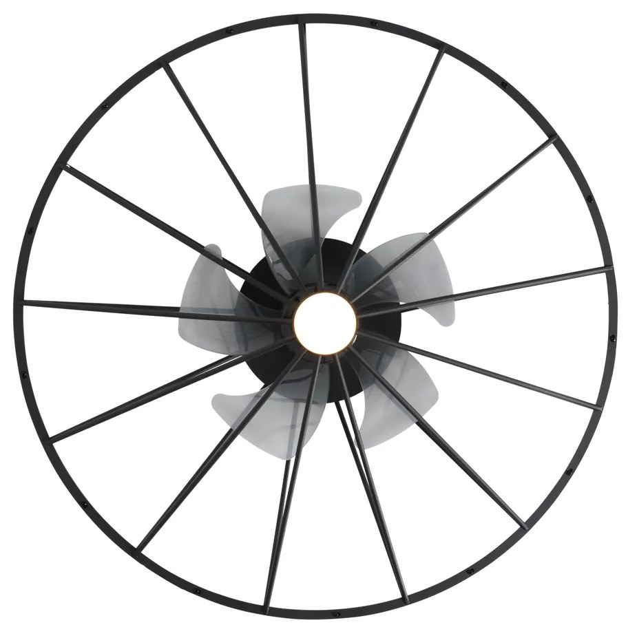 Вентилатор за таван черен 62 см вкл. LED димируем с дистанционно управление - Yaran