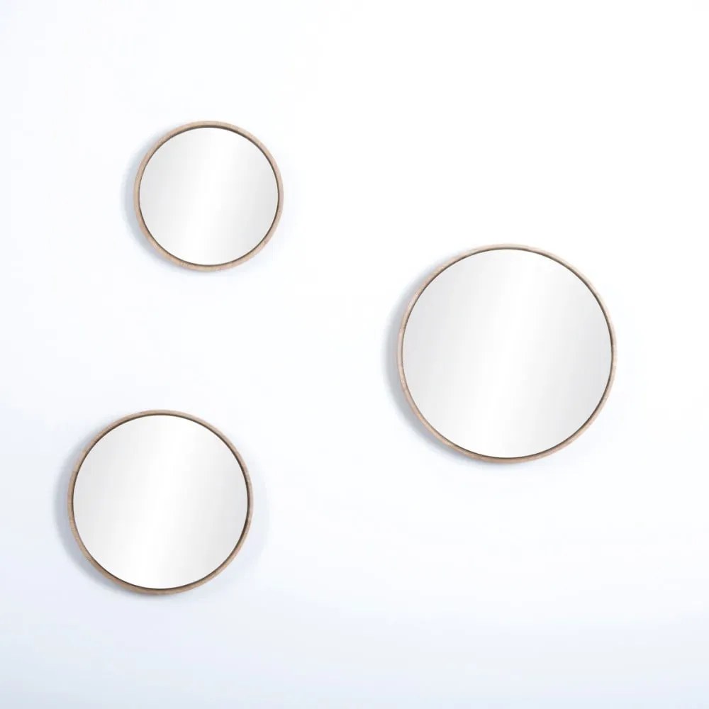 Стенно огледало с рамка от масивен дъб , ⌀ 32 cm Look - Gazzda