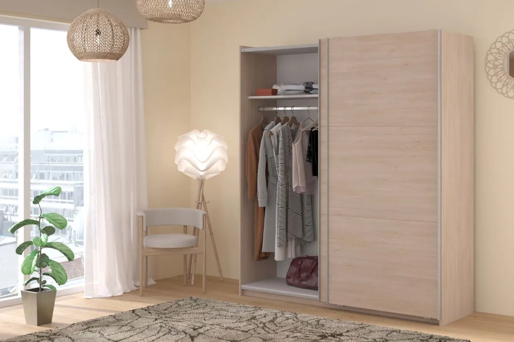 Гардероб Lynch с плъзгащи врати-Дърво - Дължина: 180 см