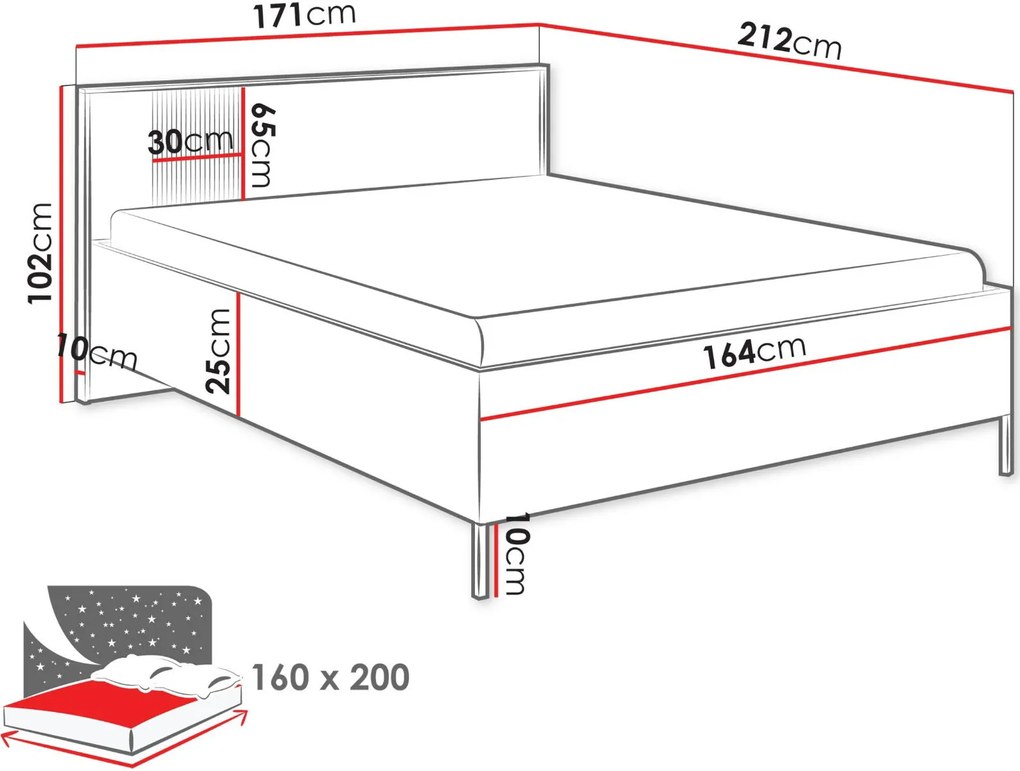 Легло Como-Естествено дърво-Черен
