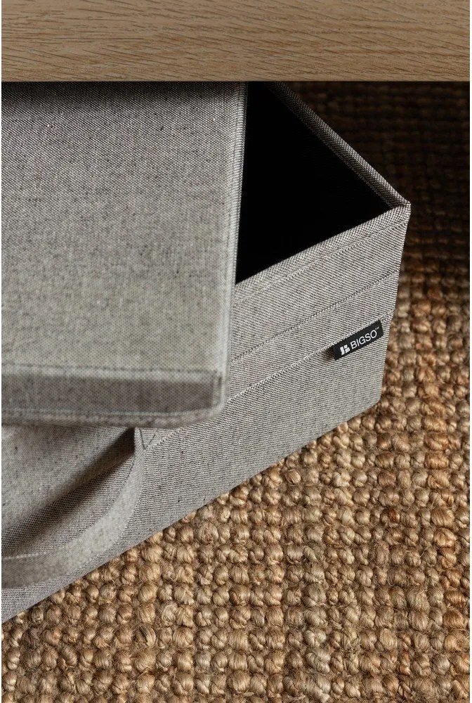 Сива текстилна кутия за съхранение с капак 46x56x16 cm Soft Storage Low – Bigso