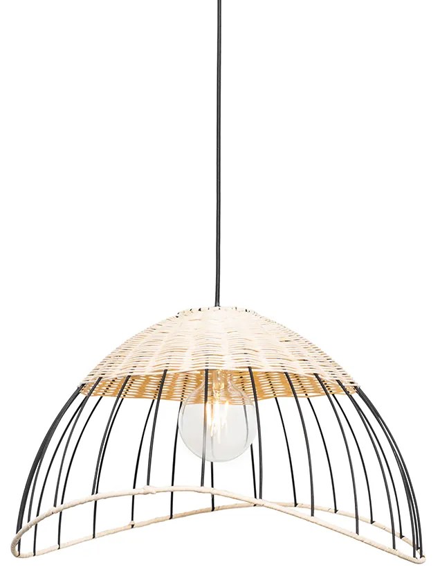 Ориенталски висящ и таванен аплик черен с ратан - Treccia Pua