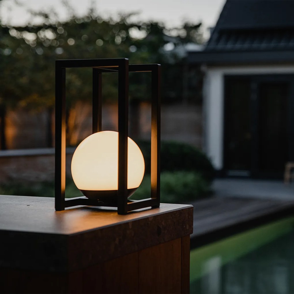 Външна настолна лампа черна с LED с докосване за презареждане - Nowi