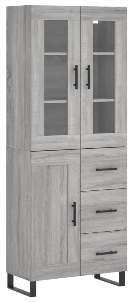 3198687 vidaXL Висок шкаф, сив сонома, 69,5x34x180 см, инженерно дърво