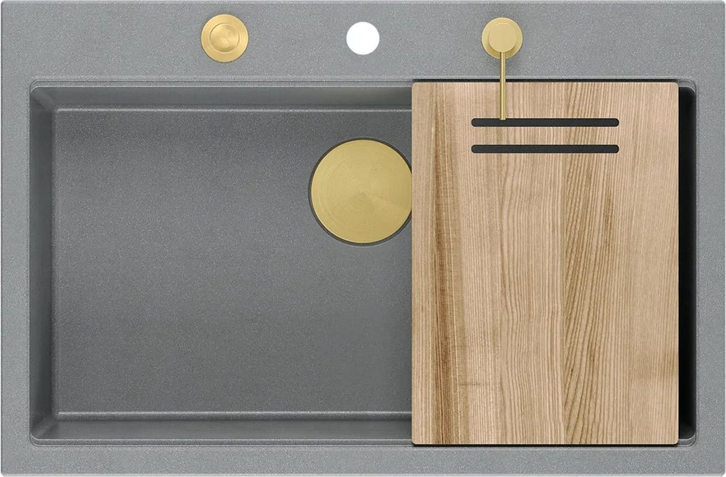 гранитна мивка MARC 110 WORKSTATION Grey Metallic