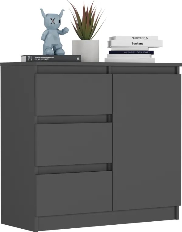 Комод R-80-S3 с чекмеджета 80 см - различни цветови варианти антрацит микс бяло