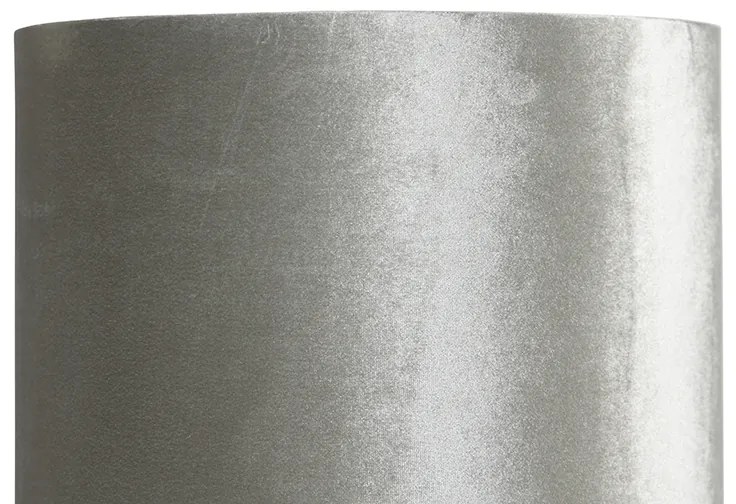 Модерна подова лампа черна с кадифена сива абажур - Rich