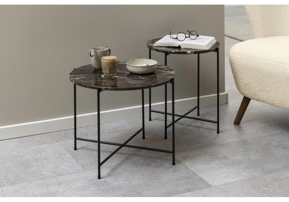 Кръгла странична масичка с мраморна плоча ø 42 cm Avila – Actona