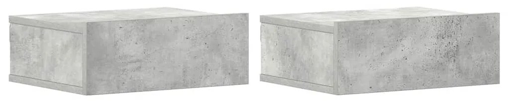 800315 vidaXL Нощни шкафчета за стена, 2 бр, бетонно сиво, 40x30x15 см