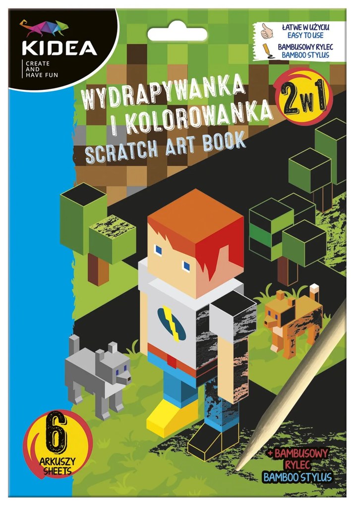 Kidea - Комплект скреч игра и книжка за оцветяване PIXEL 92215
