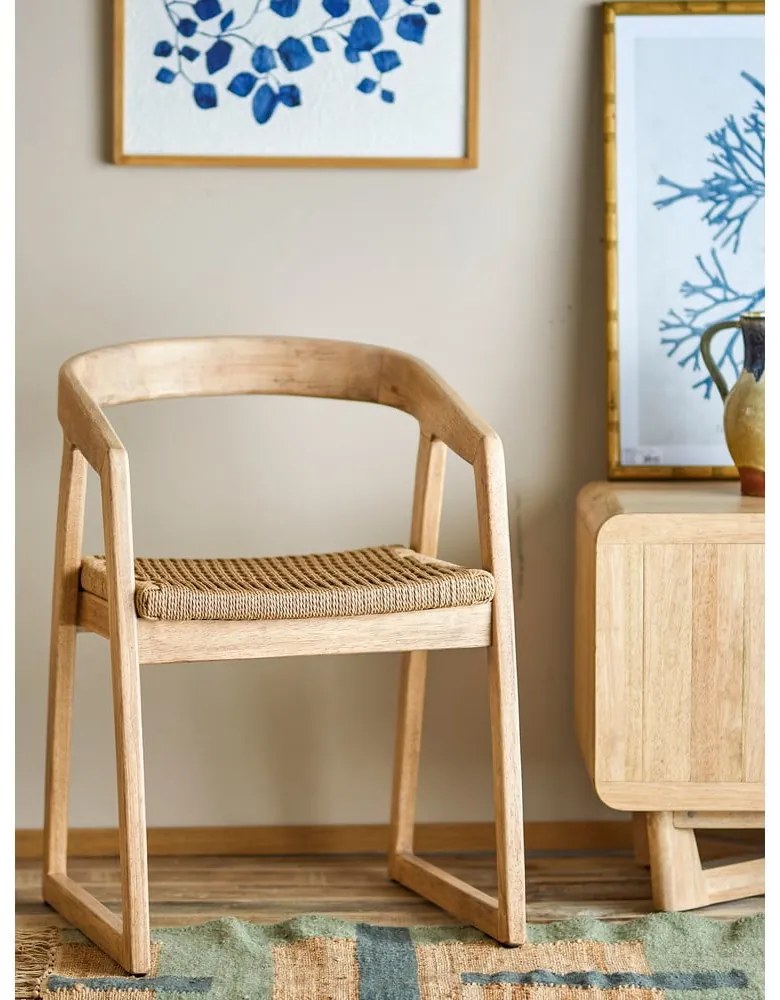 Трапезен стол от масивно каучуково дърво в естествен цвят Serrone – Bloomingville