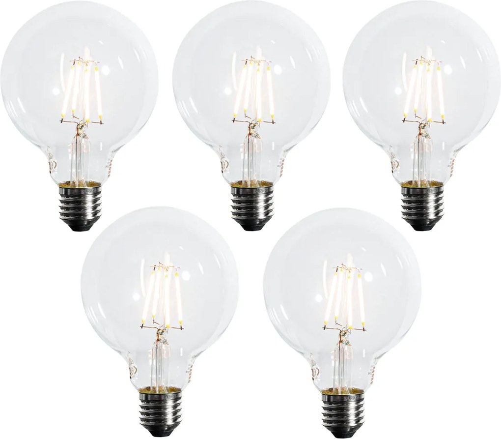 Комплект от 5 LED крушки E27 с 3-степенно димиране G95 4W 450 lm 2700K