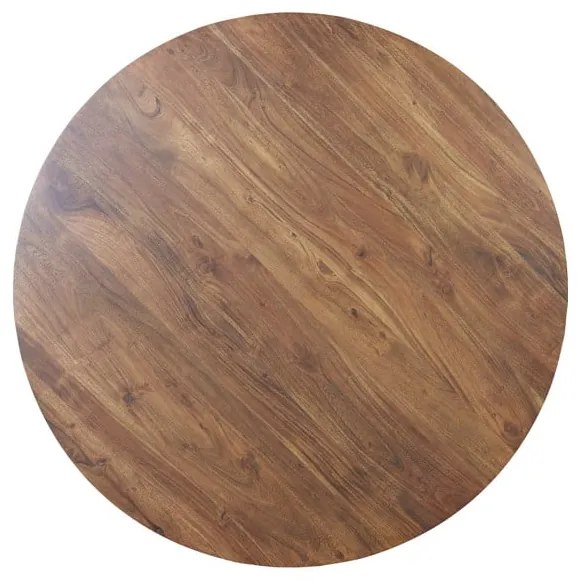 Кафява кръгла трапезна маса с акациев плот ø 140 cm Quenza – Light & Living