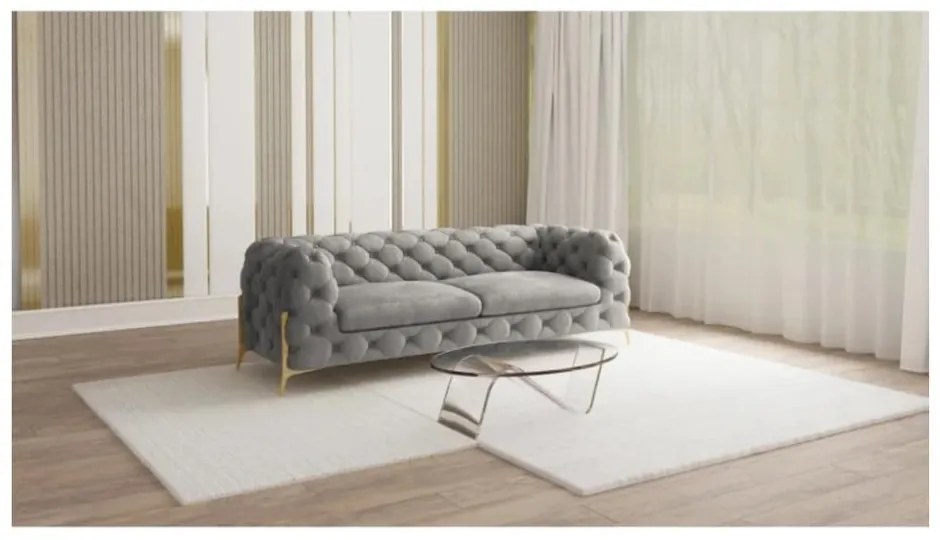 Сив кадифен диван 225 cm Chelsea Bis – Ropez