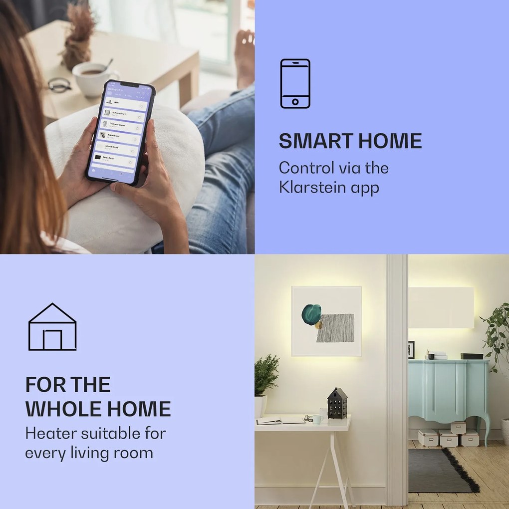 Klarstein Mojave 1000 смарт отоплителен уред 2 в 1 Инфрачервн конвектор 120х60 см 1000 W RGB осветление