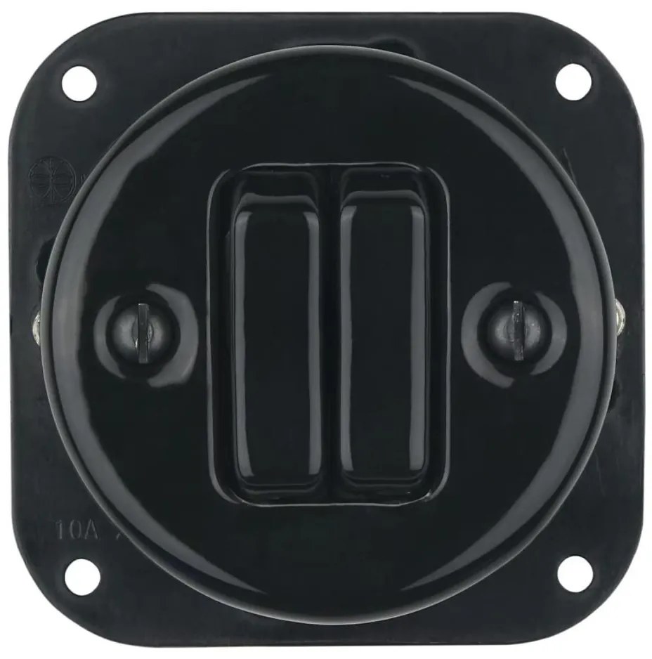 Bohemia-Design - Порцеланов ретро двоен ключ без рамка № 6+6 черен