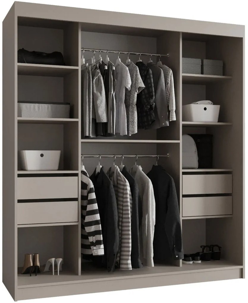 Гардероб Бахрайн 180 плъзгащ-Черен