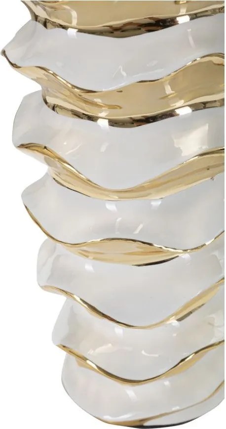 Бяла/златистa керамична настолна лампа с текстилен абажур (височина 53 cm) Glam Space – Mauro Ferretti