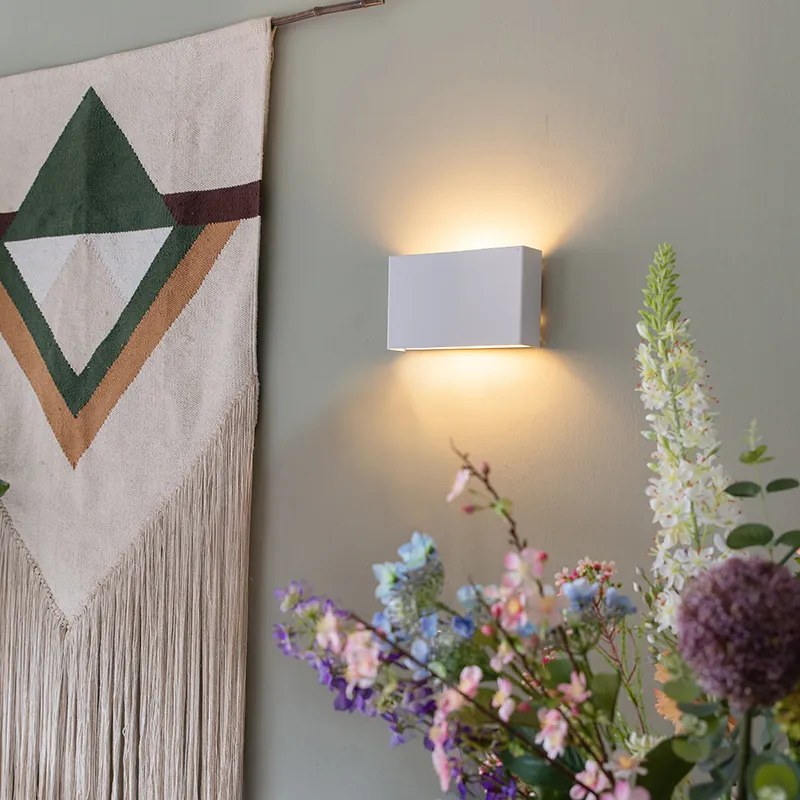 Модерна бяла правоъгълна стенна лампа с 2 светлини - Otan