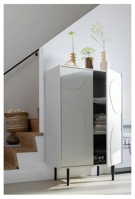 Светлосив шкаф от борова дървесина 85x135 cm Cadiz - WOOOD