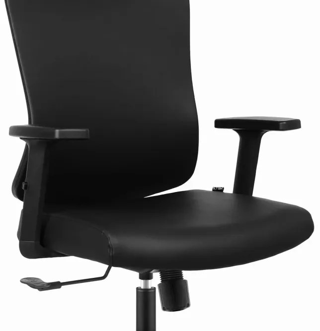 Ергономичен офис стол HC-1041 - черен, с регулируема облегалка за глава и лумбална опора