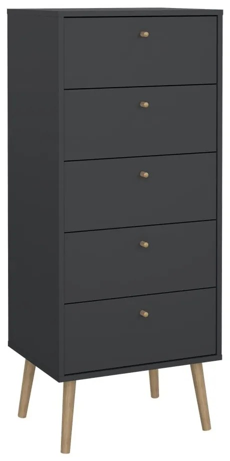 Антрацитен висок скрин 50x120 cm Bodo - Tvilum