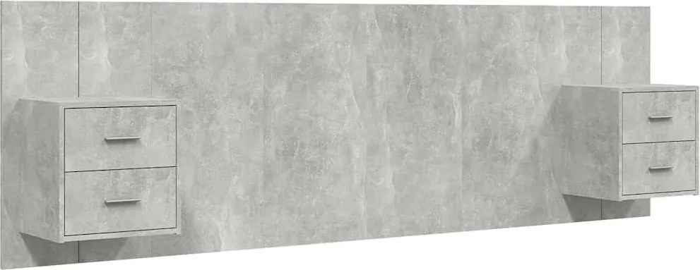 3115711 vidaXL Горна табла за легло с шкафчета, бетонно сиво, инженерно дърво