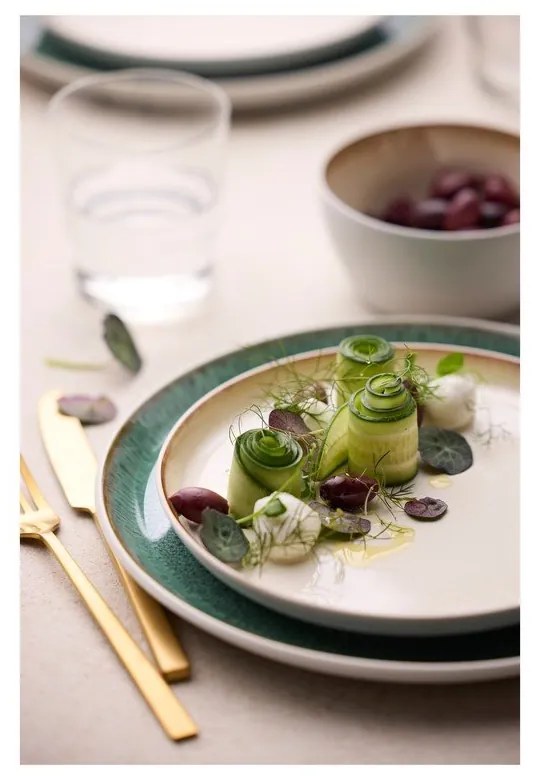 Бяла/зелена глинена чиния ø 27 cm Gastro White/Green – Bitz