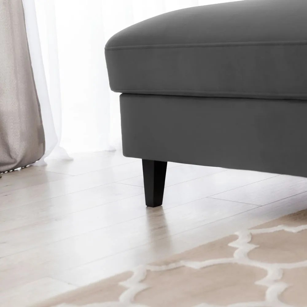 Тъмносив кадифен разтегателен ъглов диван с място за съхранение (ляв ъгъл) Foble – ELTAP