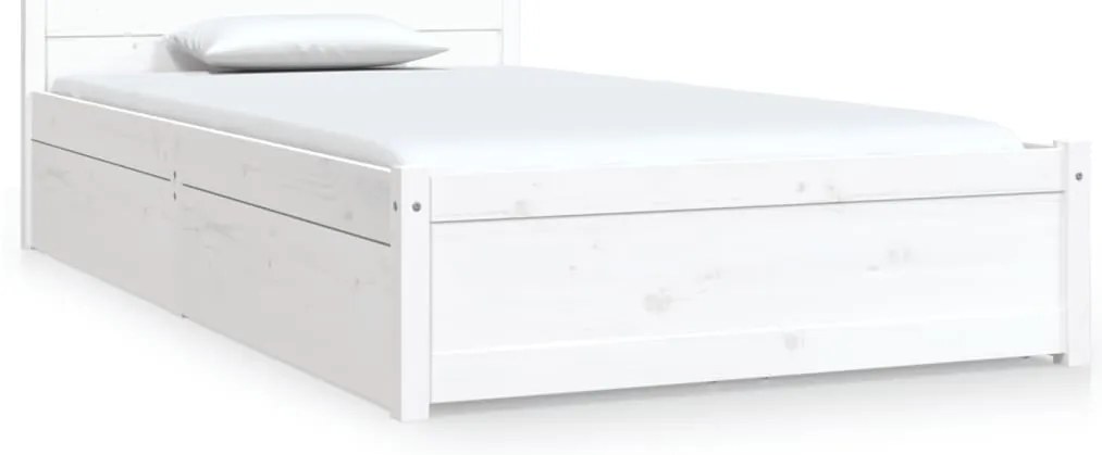 3103479 vidaXL Рамка за легло с чекмеджета, бяла, 90x190 см, Single