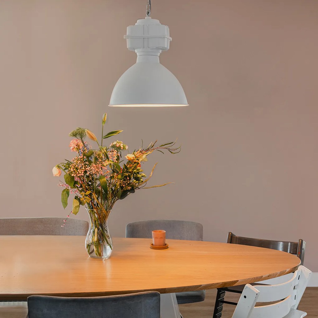 Индустриално висящо осветително тяло малко матово бяло - Sicko