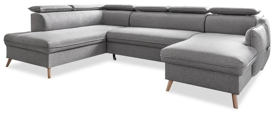 Светлосив U-образен разтегателен диван, ляв ъгъл Sweet Harmony - Miuform