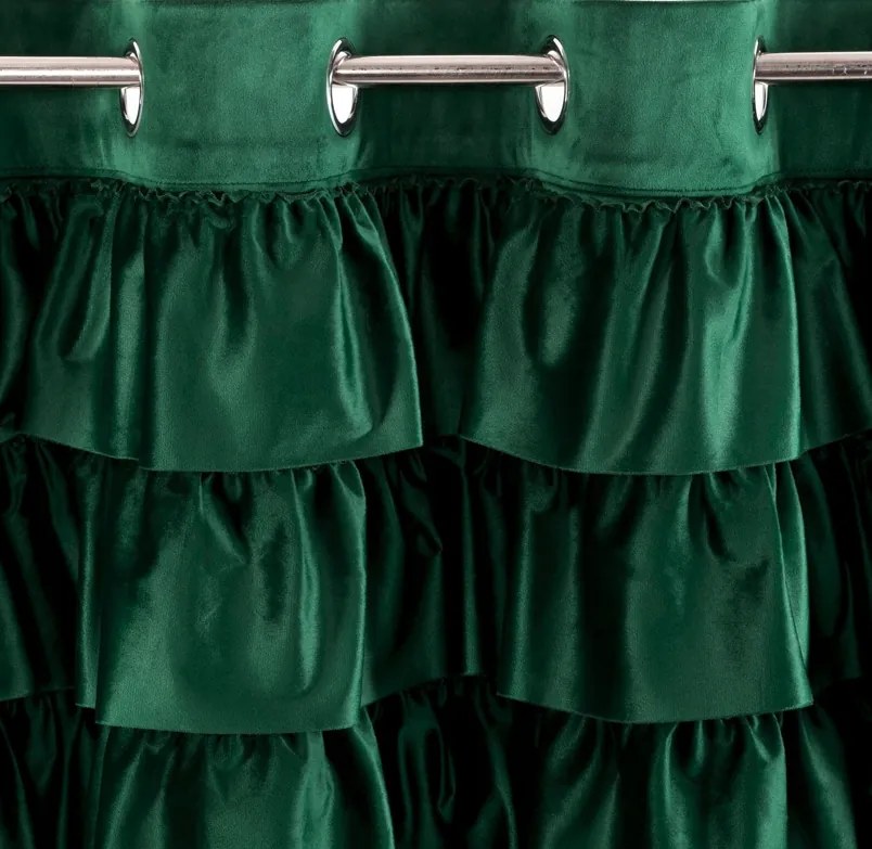 Елегантна кадифена завеса, украсена с волан - изумрудено зелено Ширина: 140 см | Дължина: 250 см