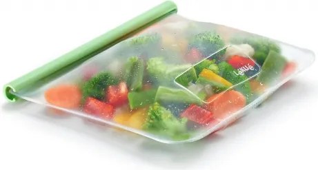 Торбичка за съхранение и замразяване Lekue 1010206, 21.5x18.5 см, 1 л, Платинен силикон, -20°C/+80°C, Зелен