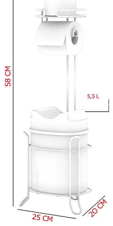 Стояща поставка за тоалетна хартия TEKNO TEL MG-098WB , с кошче , черно-бяло