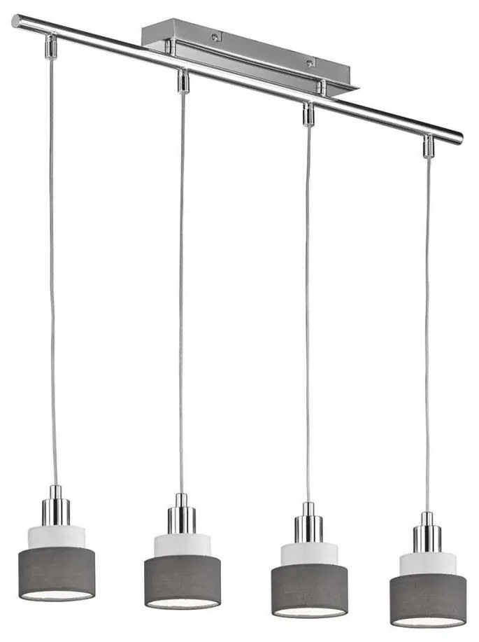 Wofi 11624 - Пендел NAPLES 4xE14/28W/230V сив/лъскав хром