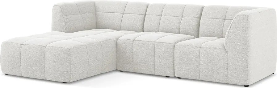 Бял ъглов диван от прежда с примки от букле (ляв ъгъл) Aloha – Makamii