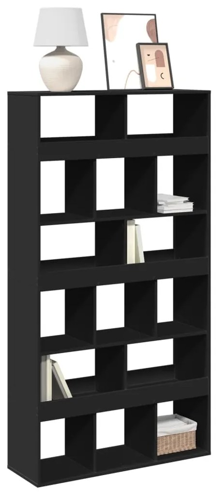 3309376 vidaXL Етажерка за книги, черна, 100x33x187,5 см, инженерно дърво