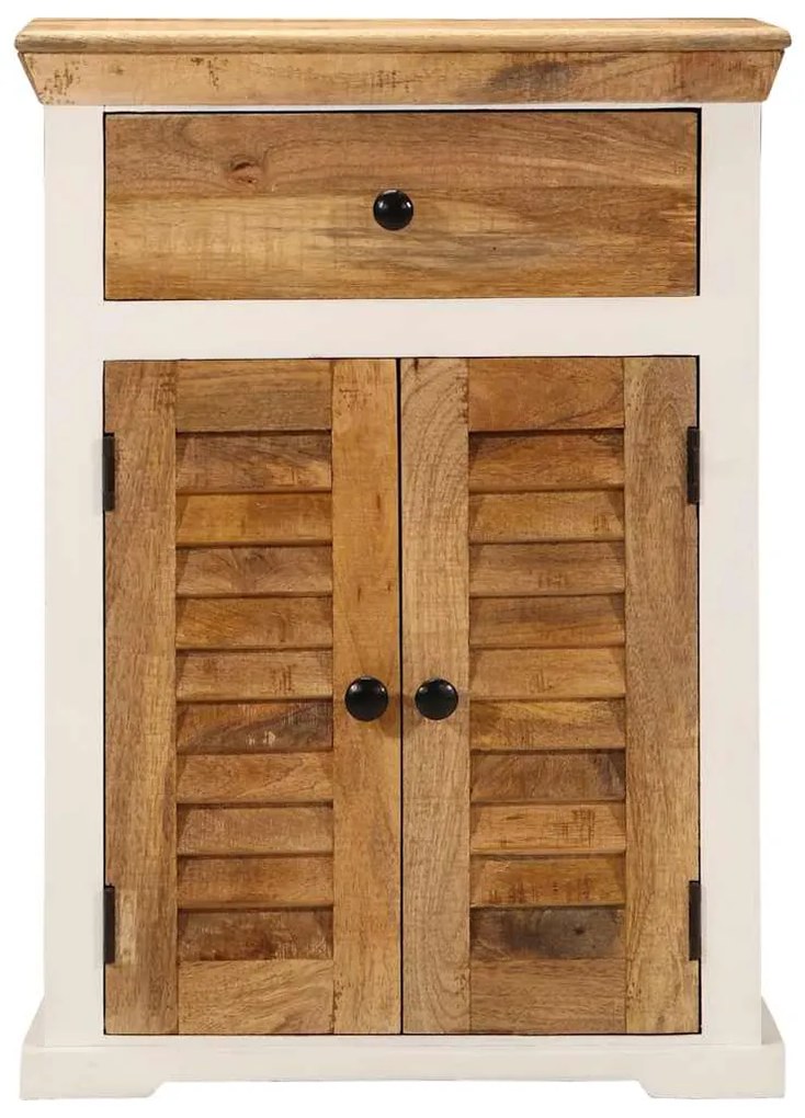 4009374 vidaXL Бюфет, бял и кафяв, 55x30x73 см, грубо мангово дърво масив