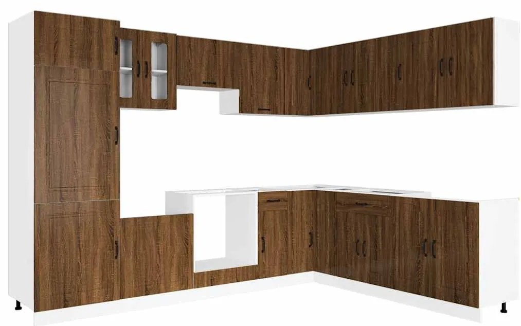 3314978 vidaXL Комплект кухненски шкафове, 14 части, "Kalmar", кафяв дъб, инженерна дървесина