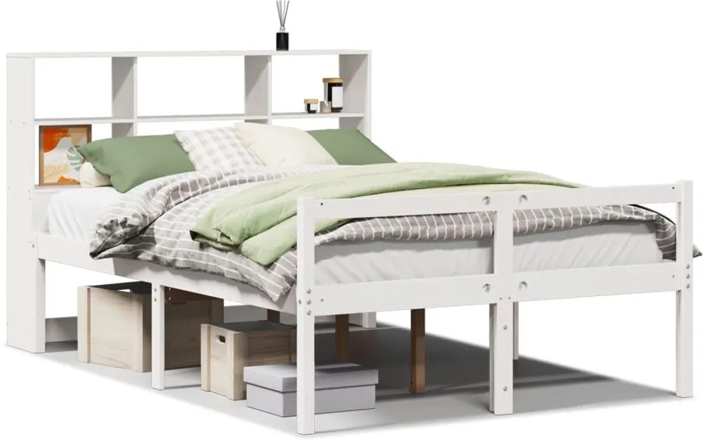 3322005 vidaXL Легло с етажерка за книги, без матрак, 120x190 см, бор масив